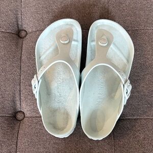 Birkenstock Light Turquoise/Ice Blue Sandals. Great for the pool or beach.